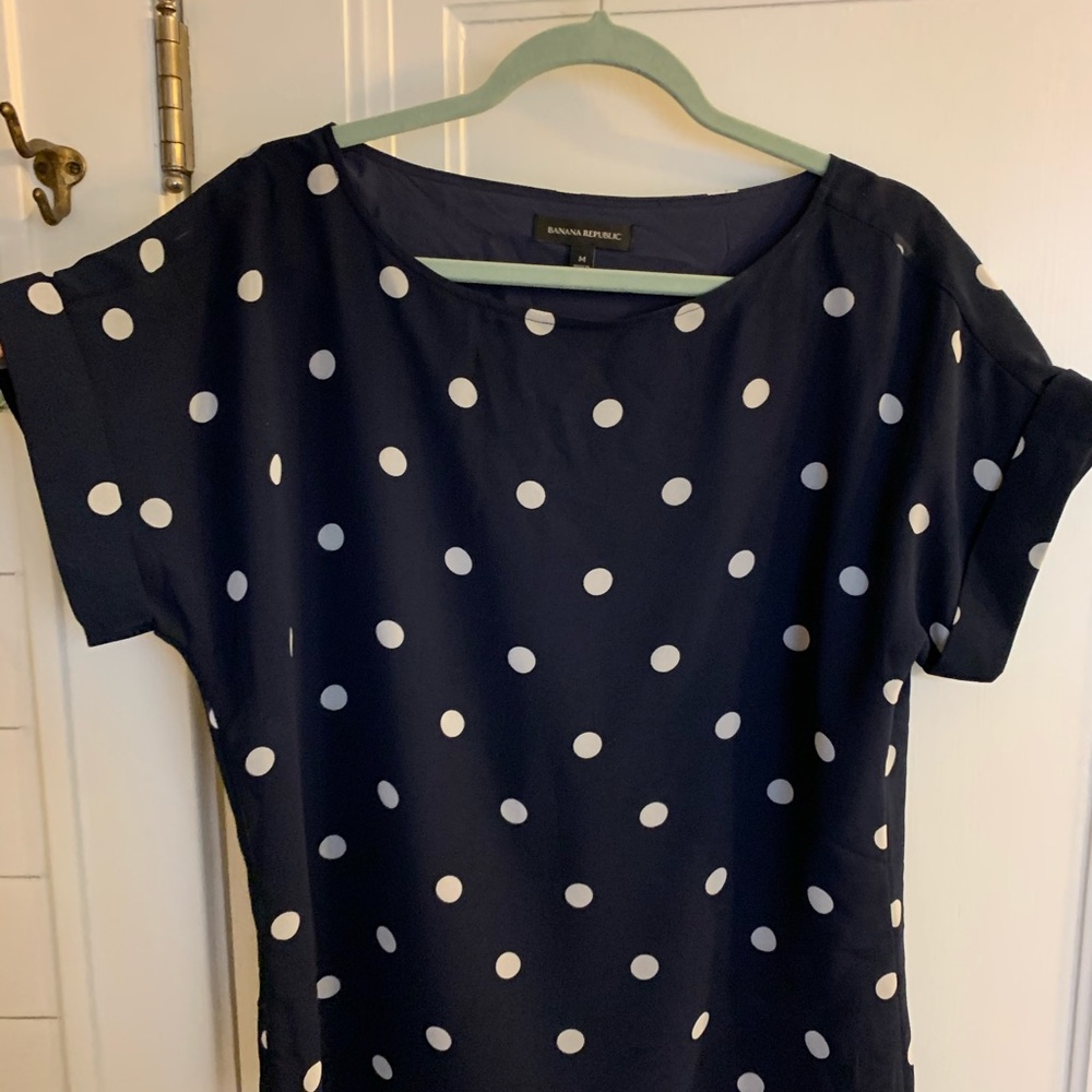 Banana Republic Navy blue polka dot blouse